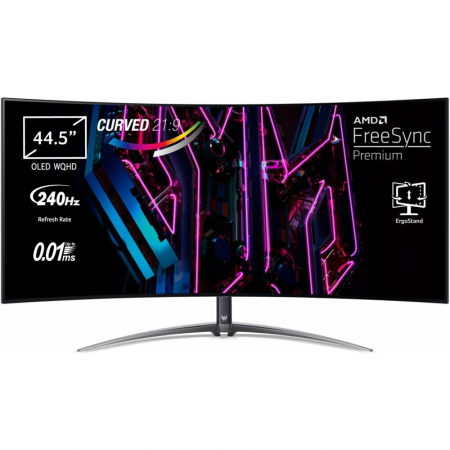 Монитор 44.5 Acer Predator X45bmiiphuzx OLED 3440x1440, 240 Гц, 0.3 мс, 21:9, 1000 кд/м2, 1xDP, 2xHDMI, 1xUSB Type-C, изогнутый, черный, фото 