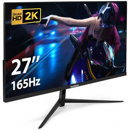 Монитор игровой 165 Гц 27 ExeGate Combat EG2700A (IPS LED Grade A+, 2K, 2560x1440@165Гц (WQHD), 16:9, 300cd/m2, 1000:1, 178°/178°, 1ms, HDMI, DisplayPort, audio-out, Flicker-free, FreeSync, Low Blue Light, кабель HDMI 1.5м, VESA 100x100, регулировка накло, фото 