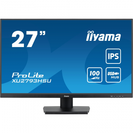 Монитор 27 Iiyama ProLite XU2793HSU-B6 IPS 1920x1080, 100 Гц, 1 мс, 16:9, 250 кд/м2, 1хHDMI, 1хDP, 2xUSB, выход на наушники, черный, фото 