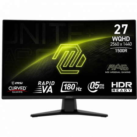 Монитор MSI MAG 274CQF, черный, 27 Curved 1500R, 16:9, Rapid VA, 2560x1440, 0,5ms, 300cd, 180Hz, 2xHDMI, 1xDP, фото 