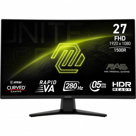 Монитор 27 MSI MAG 274CXF VA 1920x1080, 280 Гц, 0.5 мс, 16:9, 300 кд/м2, 2хHDMI, 1хDP, 1хUSB-C, выход на наушники, изогнутый, черный, фото 