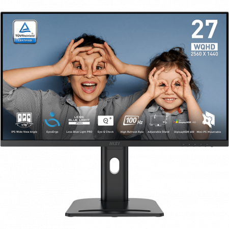 Монитор MSI PRO MP273QP E2 27 16:9 WQHD(2560x1440) IPS Flat,1ms(MPRT),1000:1,100M:1,400nit,178/178,2xHDMI 2.0,DP 1.2,Speaker,Tilt,Swivel,Height,Pivot,VESA,100Hz,Black,1y war-ty, фото 