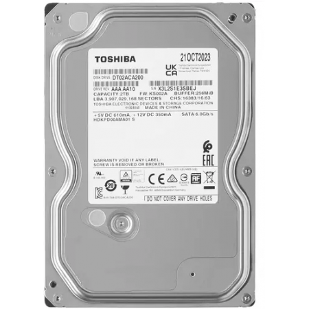 Жесткий диск Toshiba 2TB DT02ACA200 {SATA 6.0Gb/s, 7200 rpm, 256Mb buffer, 3.5}, фото 