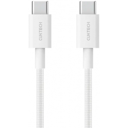 USB кабель CukTech Type-C to Type-C braided cable 1.5m 3A 60W CTC315P white, фото 