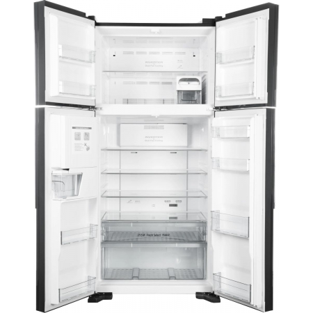 Холодильник Hitachi R-W660PUC7 GGR серый стекло двухкамерный инвертер 396/144л морозилка сверху, фото 