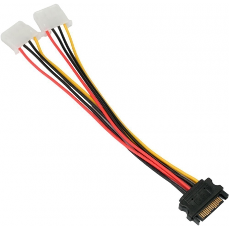 Кабель питания SATA Cablexpert CC-SATA-2MOLEX-20CM, Sata 15pin/2x Molex 4pin, 20см, пакет, фото 