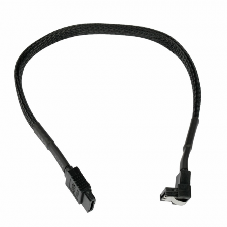 Кабель интерфейсный SATA Cablexpert CC-SATAM-DATA90-BLBR-30CM, Sata3 7pin/7pin, мет.защелка,  угловой разъем, 30см, черный, оплетка, пакет, фото 