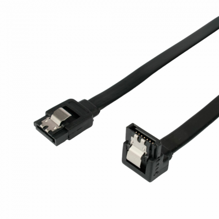 Кабель интерфейсный SATA Cablexpert CC-SATAM-DATA90-BL-50CM, Sata3 7pin/7pin, мет.защелка, угловой разъем, 50см, черный, пакет, фото 