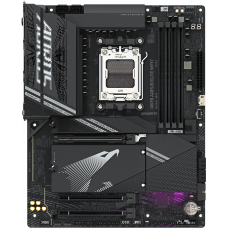 Материнская плата GIGABYTE X870 AORUS ELITE WIFI7, AM5, AMD X870, 4xDDR5, 4xSATA, 4xM.2, 1xPCI-E 5.0 x16, 1xPCI-E 4.0 x4, 1xPCI-E 3.0 x2, 1xHDMI, 1x 2.5Gb LAN, 4xUSB-A 3.2 Gen 1, 2xUSB-A 3.2 Gen 2, 4xUSB-A 2.0, 2xUSB-C 4.0, 2x3.5 мм, 7.1, ATX, фото 