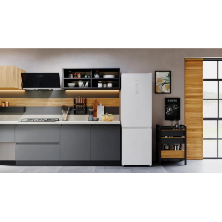 Холодильник Hotpoint HT 5180 W двухкамерный белый/серебристый 220/78л морозилка снизу, фото , изображение 5
