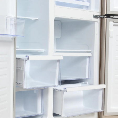 Холодильник Hyundai CS5073FV шампань стекло трехкамерный инвертер Side by Side 292/167л морозилка сбоку, фото , изображение 12