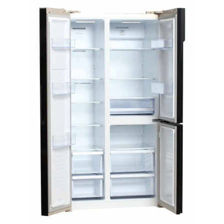 Холодильник Hyundai CS5073FV шампань стекло трехкамерный инвертер Side by Side 292/167л морозилка сбоку, фото , изображение 7