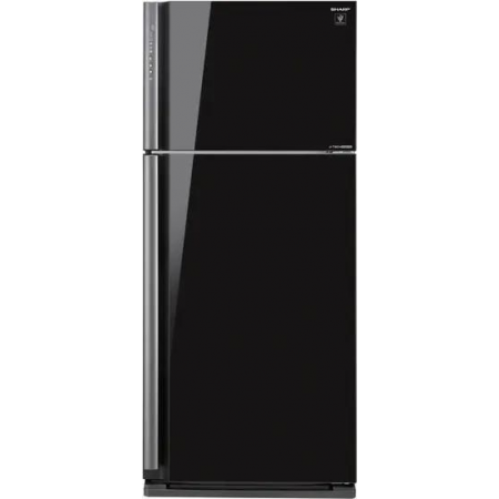 Холодильник Sharp SJ-XP59PGBK черное стекло/стекло двухкамерный 430/148 л морозилка сверху, фото , изображение 2