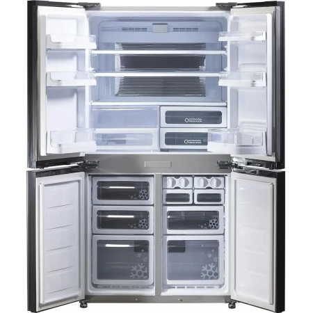 Холодильник Sharp SJ-EX93PSL нержавеющая сталь трёхкамерный  345/211 л морозилка снизу Side by Side, фото , изображение 3