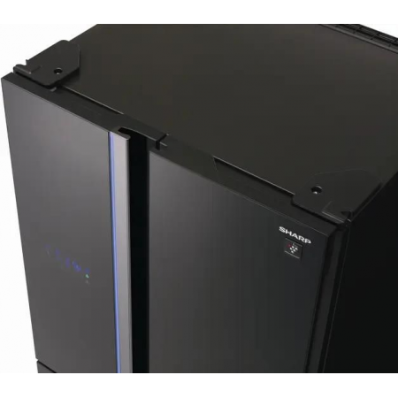 Холодильник Sharp SJ-FS97VBK черное стекло трёхкамерный 393/207 л морозилка снизу, фото , изображение 3