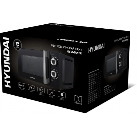 Микроволновая печь Hyundai HYM-M2054 20л. 700Вт черный/серебристый, 20 л, 700 Вт, переключатели - поворотный механизм, фото , изображение 2