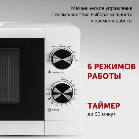 Микроволновая Печь Starwind SMW4020 20л. 700Вт белый, фото , изображение 3