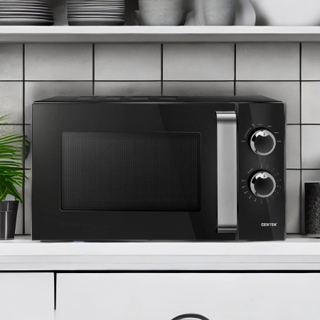 СВЧ Centek CT-1570 (черный) 900W, 23л, 6 реж, увел.камера, диаметр тарелки 270 мм, таймер, подсветка, фото , изображение 4