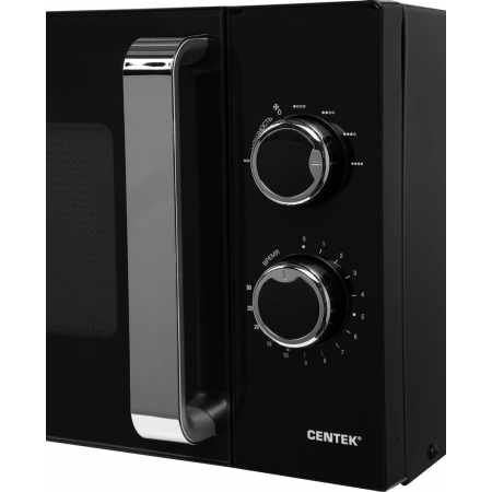 СВЧ Centek CT-1570 (черный) 900W, 23л, 6 реж, увел.камера, диаметр тарелки 270 мм, таймер, подсветка, фото , изображение 8