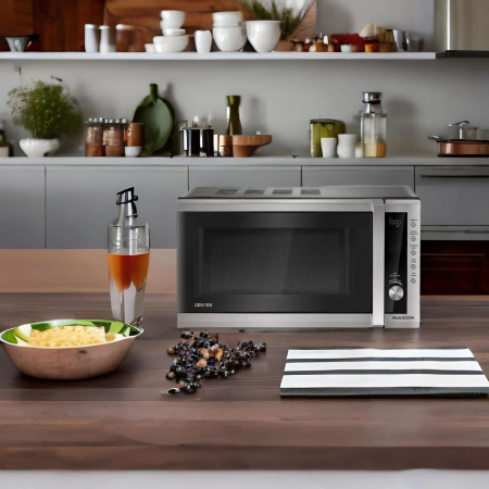 СВЧ Centek CT-1582 (сталь) 700W, 20л, 8 программ, таймер, подсветка, камера -эмаль, ЖК-дисплей, фото , изображение 4