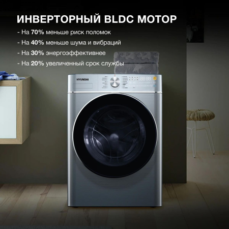 Стиральная машина Hyundai WME9413 кл.:A++ фронт. макс.:10кг темно-серебристый, фото , изображение 8