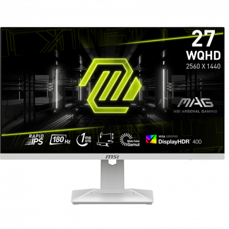 Монитор 27 MSI MAG 274QRFW 27 16:9 WQHD(2560x1440) Rapid IPS,1ms, 1000:1, 100M:1, 400nit, 178/178, 2xHDMI 2.0b, DP 1.4a, Tilt, Swivel, Height,Pivot,VESA,180Hz,White,1y w-ty, фото 
