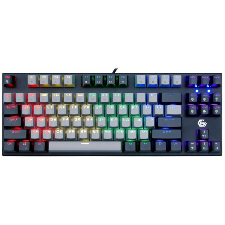 Проводная механическая клавиатура Gembird KB-G600, 87кл, Rainbow, красн.свитчи, 1.8м, черная, фото 