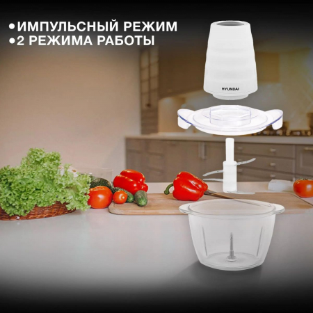Измельчитель электрический Hyundai HYC-G2110 1л. 200Вт белый, фото , изображение 4