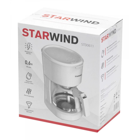 Кофеварка капельная Starwind STD0611 600Вт белый, фото , изображение 14