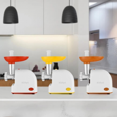 Мясорубка Kitfort КТ-2113-2 1000Вт белый/желтый, фото , изображение 8