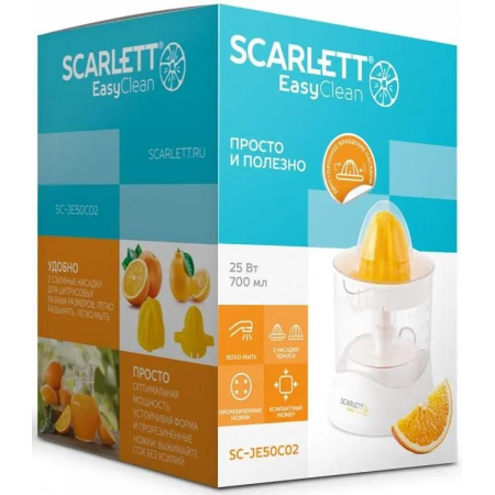 Соковыжималка цитрусовая Scarlett SC-JE50C02 25Вт рез.сок.:700мл. белый/желтый, фото , изображение 14