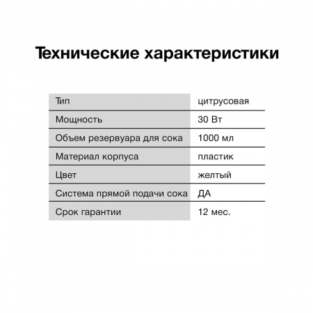 Соковыжималка цитрусовая Starwind SJ1121 30Вт рез.сок.:700мл. желтый/прозрачный, фото , изображение 6