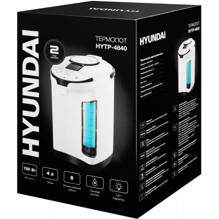 Термопот Hyundai HYTP-4840 4л. 750Вт белый/черный, фото , изображение 18