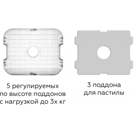 Сушилка для овощей и фруктов BQ FD1003 Black-Steel, Мощность 420 Вт, Электронная настройка времени и температуры, 5 регулируемых по высоте поддонов , 3 дополнительных поддона для пастилы, Равномерный нагрев, Сохраняет максимум витаминов и питательных веще, фото , изображение 10