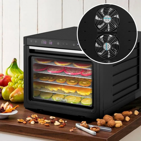 Сушка для фруктов и овощей Kitfort КТ-1962 6под. 1000Вт черный, фото , изображение 5