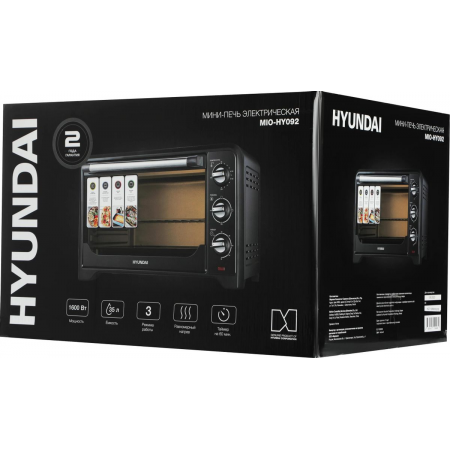 Мини-печь Hyundai MIO-HY092 35л. 1600Вт черный, фото , изображение 17