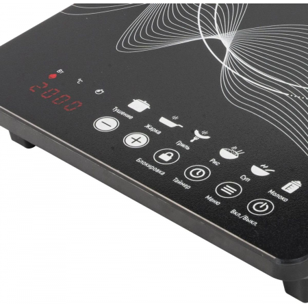 Электроплитка Galaxy LINE GL3063, черная(6шт) Индукционная плитка 2000 Вт, 6 программ приготовления: тушение, жарка, рис , суп, каша. Блокировка от детей, регулировка температуры в диапазоне 80-270 °С, диапазон параметров  мощности от 200-2000 Вт, таймер , фото , изображение 3