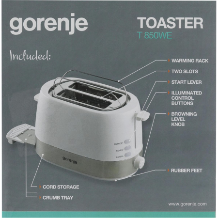 Тостер Gorenje T850WE 720Вт белый, фото , изображение 19 Тостер Gorenje T850WE 720Вт белый, фото , изображение 19
