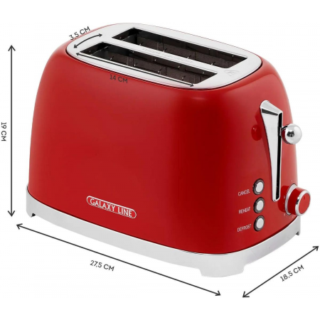 Тостер Galaxy Line GL 2919 900Вт красный, фото , изображение 6