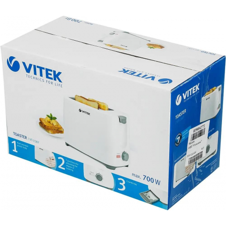 Тостер Vitek VT-1587(W)  700Вт,7 позиций для регулировки, фото , изображение 8 Тостер Vitek VT-1587(W)  700Вт,7 позиций для регулировки, фото , изображение 8