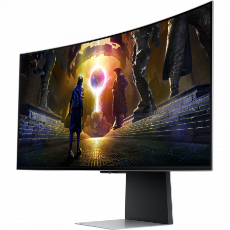 Монитор Samsung Odyssey OLED G8 серебристый S34DG852SI, 34 3440x1440, OLED, 175Hz, HDMIx2+DP+USB-C, curved, Smart, фото , изображение 2