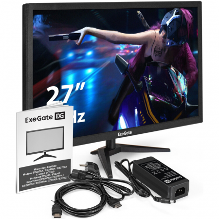 Монитор 27 ExeGate EB2700A (VA LED Grade A+, FHD, 1920x1080@75Гц, 16:9, 200cd/m2, 3000:1, 178°/178°, 8ms, D-Sub, HDMI, Flicker-free, кабель HDMI 1.5м, VESA 100x100, регулировка наклона (tilt), черный), фото , изображение 8