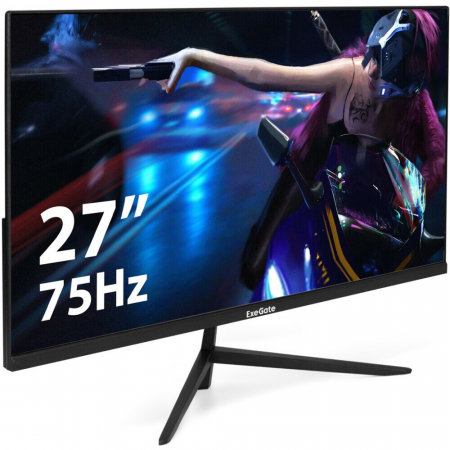 Монитор безрамочный с аудио 27 ExeGate ProSmart EZ2707CA (IPS LED Grade A+, FHD, 1920x1080@75Гц, 16:9, 250cd/m2, 1000:1, 178°/178°, 5ms, Speakers, D-Sub, HDMI, DisplayPort, audio-in, audio-out, Flicker-free, FreeSync, Low Blue Light, кабель HDMI 1.5м, VES, фото , изображение 3
