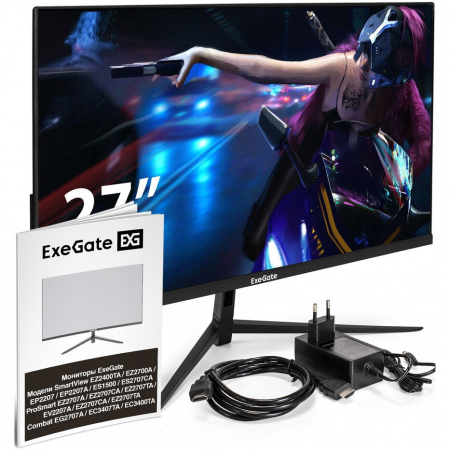 Монитор безрамочный с аудио 27 ExeGate ProSmart EZ2707CA (IPS LED Grade A+, FHD, 1920x1080@75Гц, 16:9, 250cd/m2, 1000:1, 178°/178°, 5ms, Speakers, D-Sub, HDMI, DisplayPort, audio-in, audio-out, Flicker-free, FreeSync, Low Blue Light, кабель HDMI 1.5м, VES, фото , изображение 8