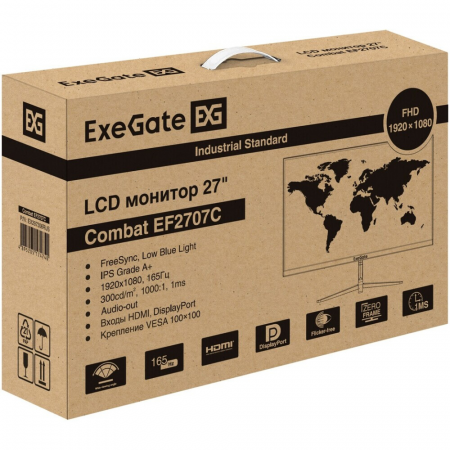 Монитор 27 ExeGate Combat EF2707C IPS 1920x1080, 165 Гц, 1 мс, 16:9, 300 кд/м2, HDMI, DisplayPort, выход на наушники, черный, фото , изображение 9