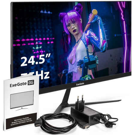 Монитор безрамочный с аудио 24.5 ExeGate SmartView EH1500A (IPS LED Grade A+, FHD, 1920x1080@75Гц, 16:9, 250cd/m2, 1000:1, 178°/178°, 5ms, D-Sub, HDMI, DisplayPort, audio-out, Flicker-free, FreeSync, Low Blue Light, кабель HDMI 1.5м, VESA 75x75, регулиров, фото , изображение 8