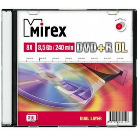 Диск DVD+R Mirex 8.5 Gb, 8x, Slim Case (1), Dual Layer (1/50), фото 