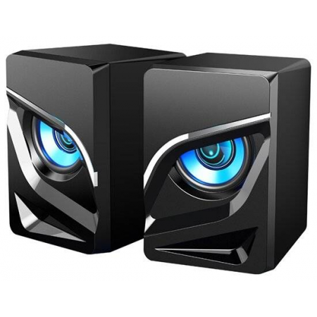 Колонки 2.0 Qumo Rage AS005, 10 ВТ, объемное звучание, синяя подсветка (отключаемая), USB+Jack 3,5мм, фото 