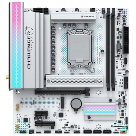 Материнская плата MAXSUN MS-Challenger Z890M WIFI ICE, LGA1851, Z890, 2*DDR5, 3*SATA3, 2*M.2, USB 3.2, USB 2.0, Type-C, 1*PCIEx16, 1*PCIex4, 1*PCIex1, HDMI+DP, mATX, фото 