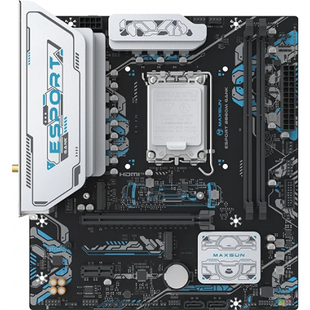 Материнская плата MAXSUN MS-eSport B860M GANK WIFI, LGA1851, B860, 2*DDR5, 2*SATA3, 2*M.2, USB 3.2, USB 2.0, 1*PCIEx16, 1*PCIex1, HDMI+DP, mATX, фото  Материнская плата MAXSUN MS-eSport B860M GANK WIFI, LGA1851, B860, 2*DDR5, 2*SATA3, 2*M.2, USB 3.2, USB 2.0, 1*PCIEx16, 1*PCIex1, HDMI+DP, mATX, фото